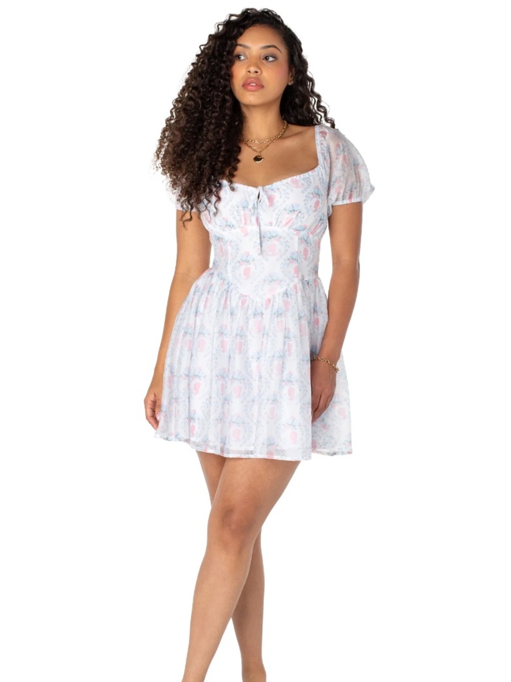 Bridgerton Celebrity Pink Women's Lady Whistledown Puff Sleeve Mini Dress